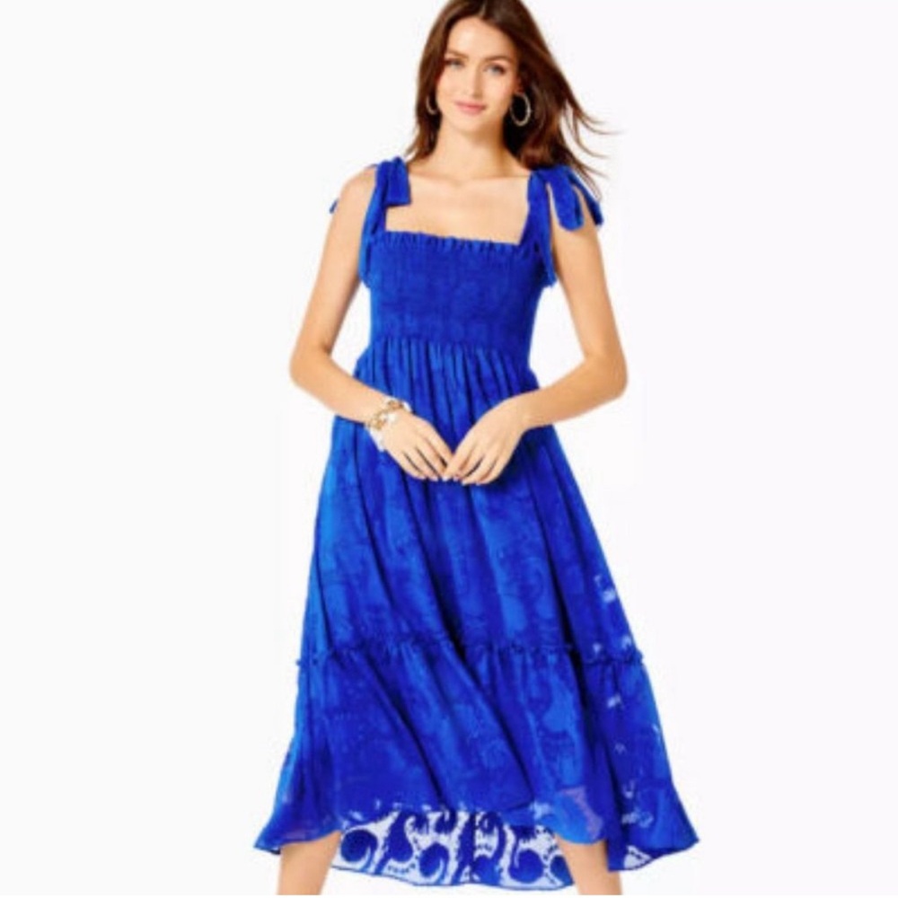 Women’s Lilly Pulitzer Rivera Midi Dress - Blue Grotto Size Small